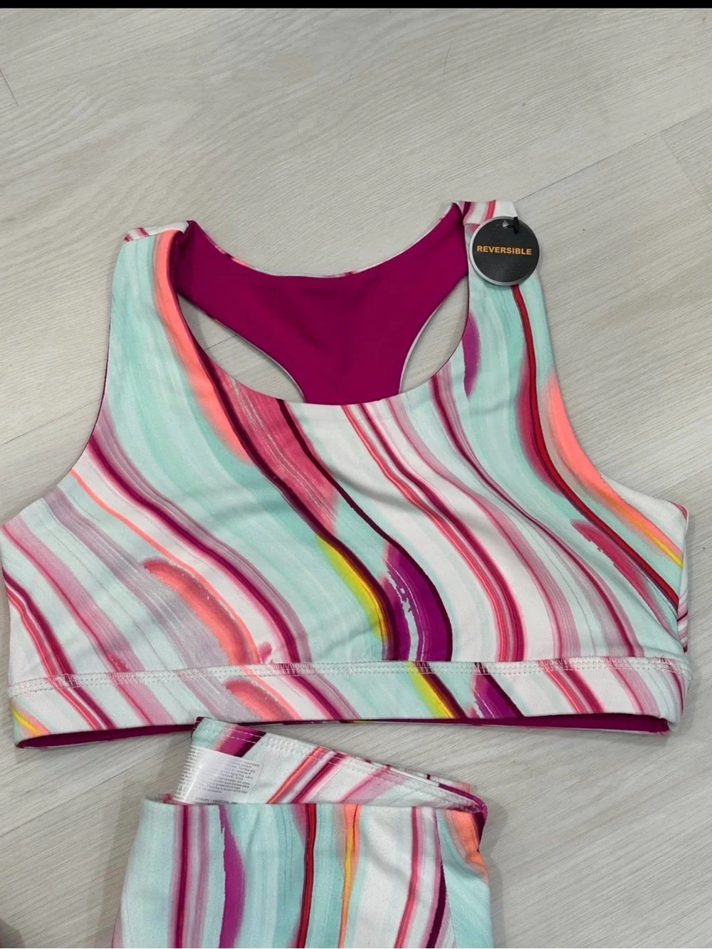 Avia Multicolor Swirl Active One-Piece Set - Pink, Aqua, Coral, Yellow